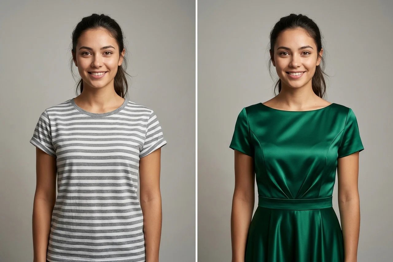 AI Clothes Changer natural fabric and lighting comparison