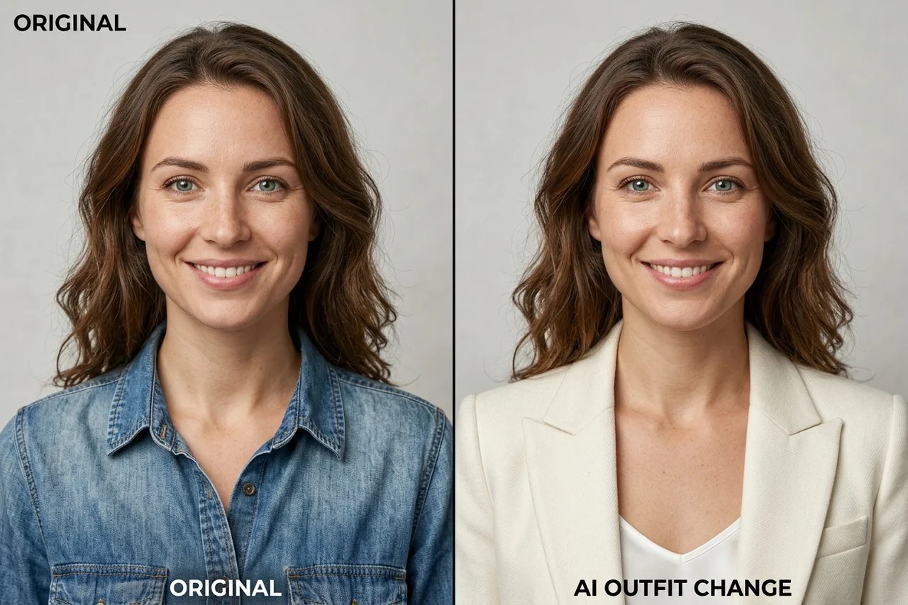 Zero face distortion identity preservation comparison for AI clothes changer