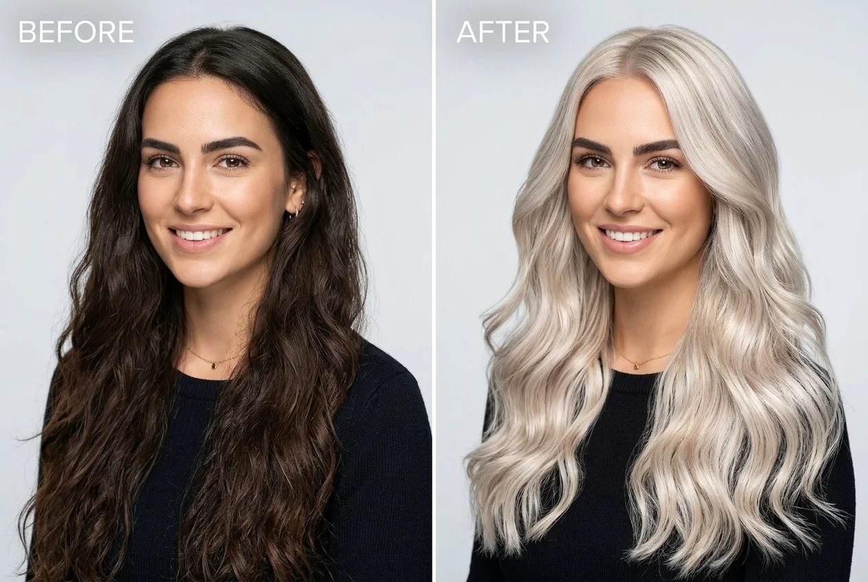 AI Hair Color Changer realistic dimensional color and shine detail