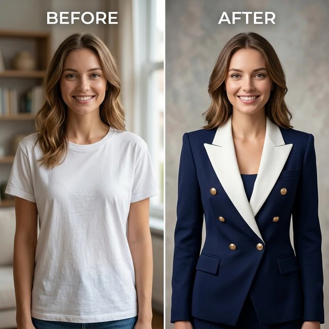 AI Clothes Changer before and after demonstration